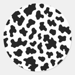 Zwart & Wit Koeienhuidprint Ronde Sticker