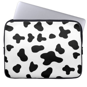Zwart-wit koeienpatroon laptop sleeve
