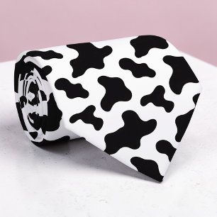 Zwart-wit koeienprint aangepaste stropdas