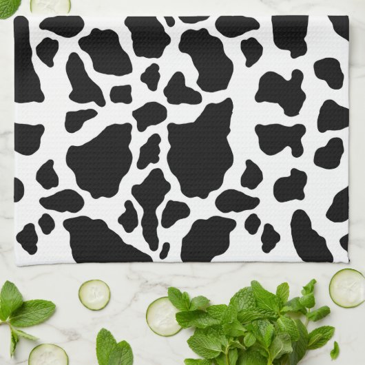 Zwart-wit koeienprint theedoek (Gevouwen)