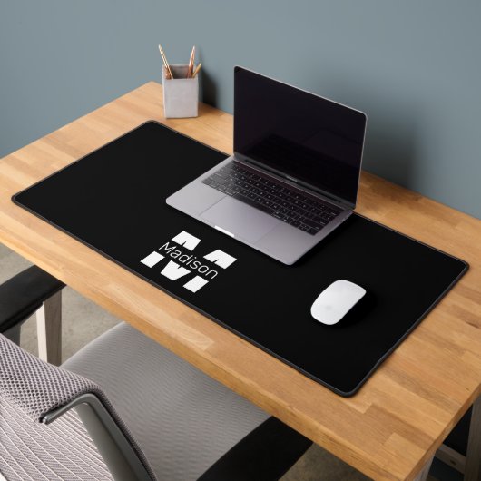Zwart wit koel modern minimaal ontwerp Monogram Bureaumat (Kantoor 2)