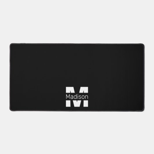 Zwart wit koel modern minimaal ontwerp Monogram Bureaumat (Voorkant)