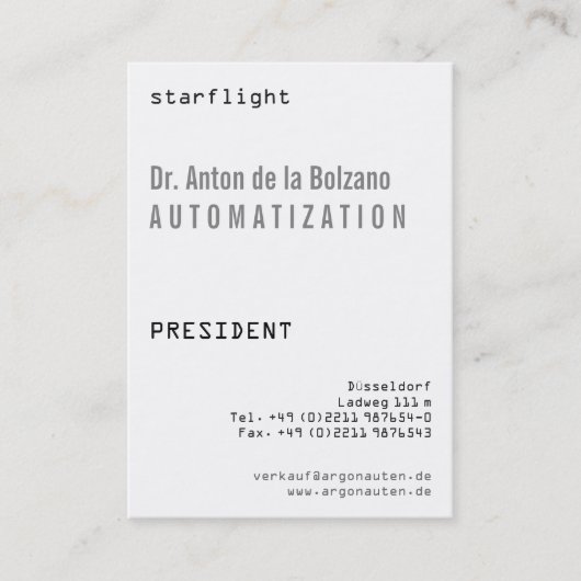 Zwart, wit, koel visitekaartje (Voorkant)