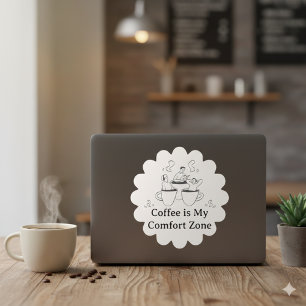 Zwart-wit koffie comfortzone sticker