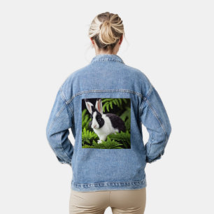 Zwart-Wit Konijn Denim Jacket