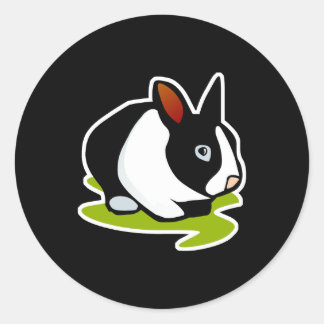 zwart-wit konijn ronde sticker