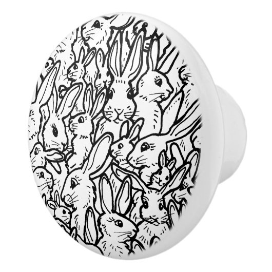 Zwart-wit konijnenvangers keramische knop (Rechts)