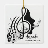 Zwart-wit koor directeur Gift Musical Notes Keramisch Ornament (Achterkant)