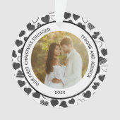 Zwart-wit koppels eerste kerstmis verloofd ornament (voorkant)