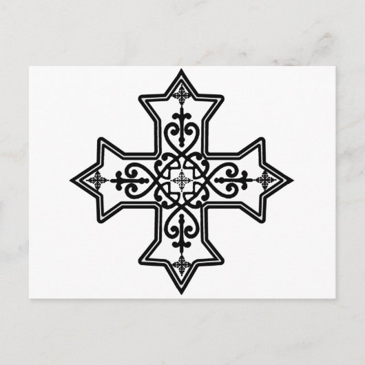 Zwart-wit, koptisch kruis briefkaart (Voorkant)