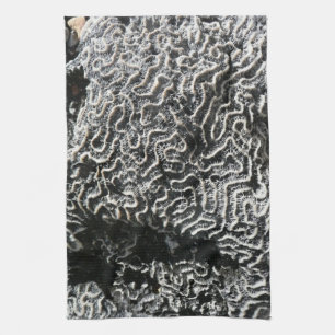 Zwart-wit koraal I Abstracte Natuur Foto Theedoek
