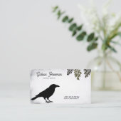  zwart & wit kraai silhouet Tattoo Visitekaartje (Staand voorkant)