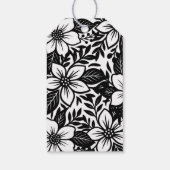 Zwart & Wit Krachtige Bloemenkleur Cadeaulabel (Achterkant)
