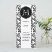 Zwart-wit krijtbord damask patroon programma (Staand voorkant)