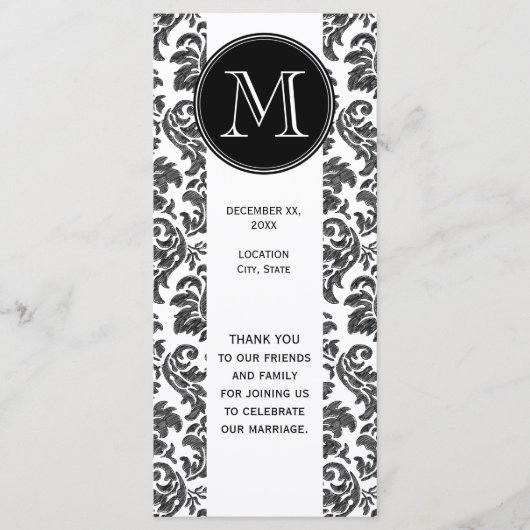 Zwart-wit krijtbord damask patroon programma (Voorkant)