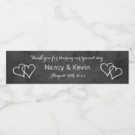Zwart-wit krijtbord huwelijksfeest cadeautje waterfles etiket