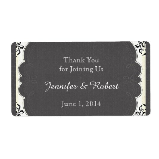  zwart wit krijtbord water flesje label (Voorkant)