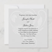 Zwart-wit krijtstreep hart bruiloft uitnodiging (Achterkant)