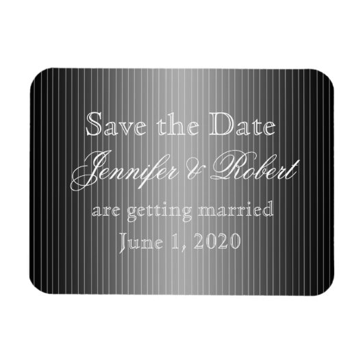 Zwart-wit krijtstreep hart Save the Date Magneet (Horizontaal)