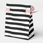 Zwart-wit kromme streep patroon bedankdoosjes (Achterkant)
