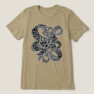 Zwart-wit kronkelende surrealistische Abstracte ku Tri-Blend Shirt