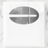 Zwart-wit kruis ovale sticker (Tas)