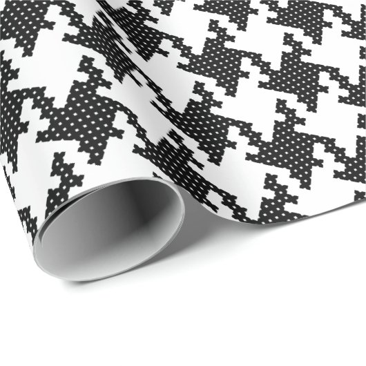 Zwart-wit kruisstik Houndstooth Pied-de-Poule Cadeaupapier (Rol Hoek)