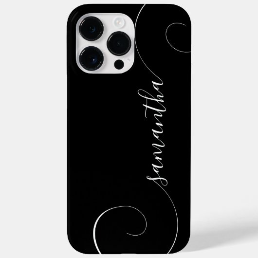 Zwart-Wit Krullende Handtekening Case-Mate iPhone Case (Achterkant)