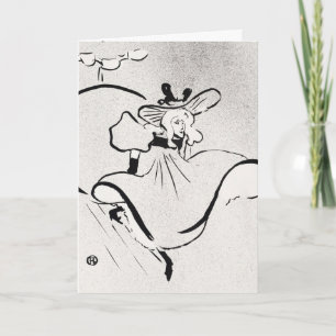 Zwart-wit kunst Jane Avril door Toulouse Lautrec Kaart