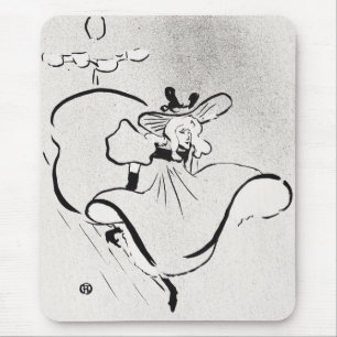 Zwart-wit kunst Jane Avril door Toulouse Lautrec Muismat