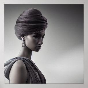 Zwart-wit kunst Monochroom portret Poster