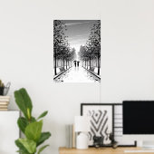 Zwart-wit kunst Prints, Modern, Landschap, Moody Poster (Thuiskantoor)