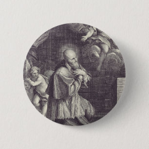 Zwart-wit Kunst van Sint Franciscus de Sales Ronde Button 5,7 Cm