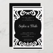  zwart-wit kunstdecohuwelijk kaart (Voorkant / Achterkant)
