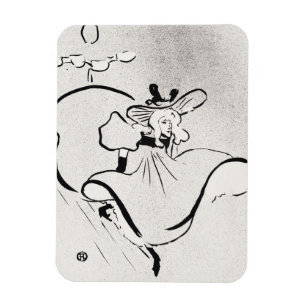 Zwart-wit kunstwerk Jane Avril door Toulouse Lautr Magneet