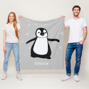 Zwart Wit Kwekerij Naam Schattige Baby Penguin Fleece Deken