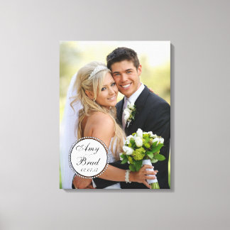 Zwart Wit Label Bruiloft Foto Keepsake Canvas