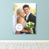 Zwart Wit Label Bruiloft Foto Keepsake Canvas Afdruk (Insitu (Houten vloer))