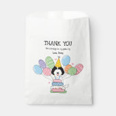 Zwart wit labradoodle verjaardagsfeestje gunsttas bedankzakje (Voorkant)
