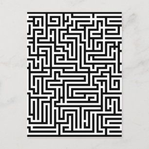 Zwart-wit labyrint briefkaart