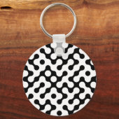 Zwart wit labyrint patroon sleutelhanger (Voorkant)