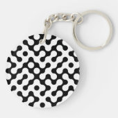 Zwart wit labyrint patroon sleutelhanger (Achterkant)