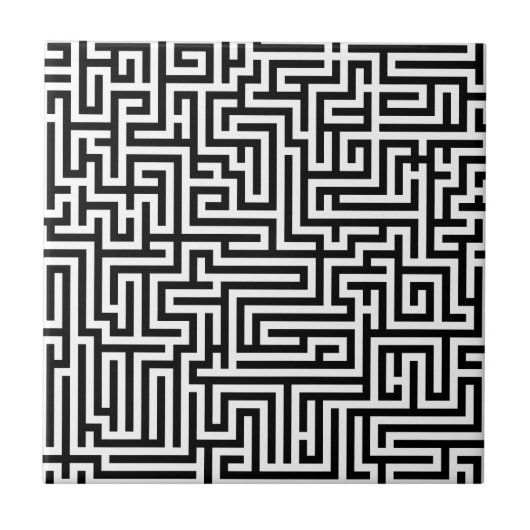 Zwart-wit labyrint tegeltje (Voorkant)