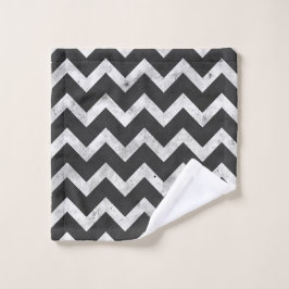 Zwart-wit landelijk Chevron patroon Washandje