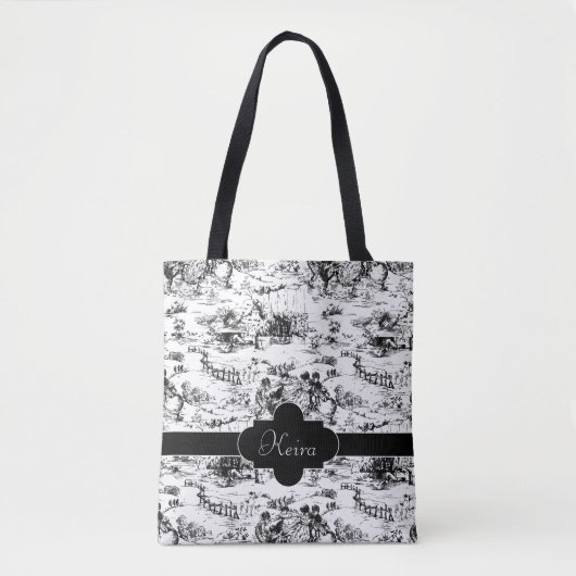 zwart-wit landelijk toilet tote bag (Voorkant)