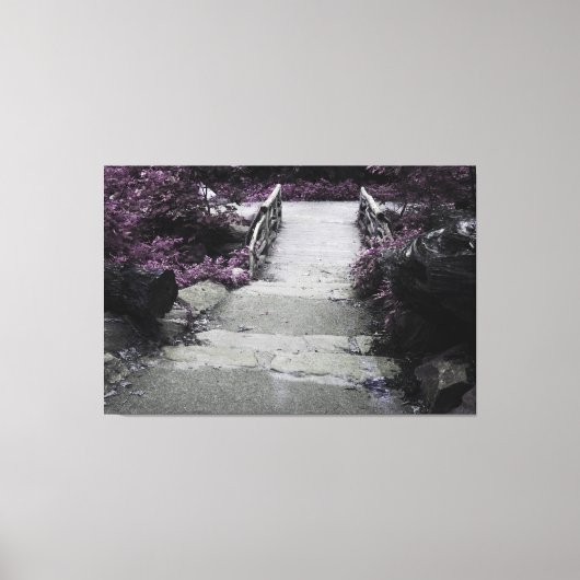 Zwart-wit landschap brug foto canvas afdruk (Voorkant)