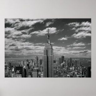 Zwart-wit landschap in New York City skyline Poster