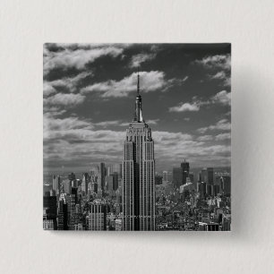Zwart-wit landschap in New York City skyline Vierkante Button 5,1 Cm