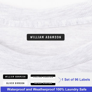 Zwart & Wit Lange Last Name Waterdichte Kleding Labels