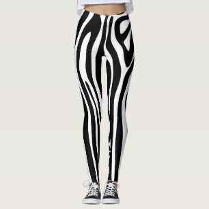 Zwart-wit Lange streep Zebra Legging